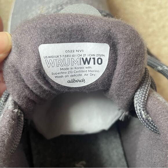 Allbirds Runner‎ Up Wool Mizzle Gray Sneakers NIB Size 10 - Picture 7 of 13
